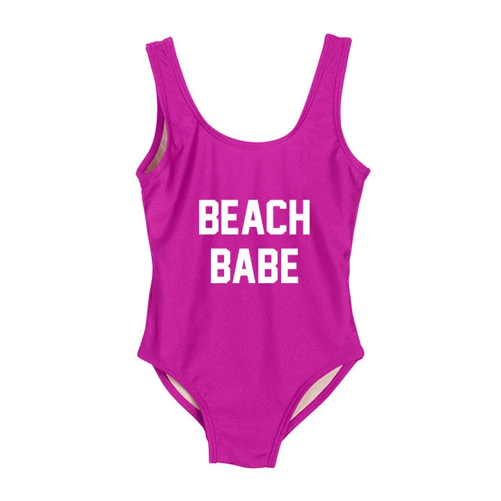 Plus Size Women's Striped One - Pieces in Navy and White for a Nautical - Inspired EnsembleBEACH BABE [KIDS ONE PIECE SWIMSUIT]