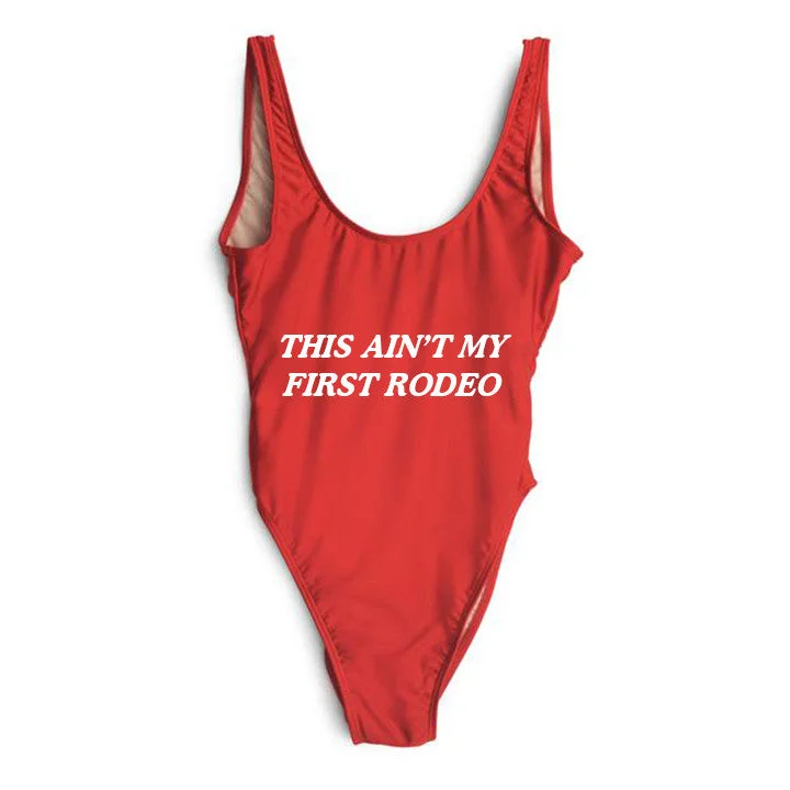Women's Sleeveless One - Pieces in Yellow with Floral Appliques for a Cheerful and Spring - Like LookTHIS AIN'T MY FIRST RODEO [SWIMSUIT]