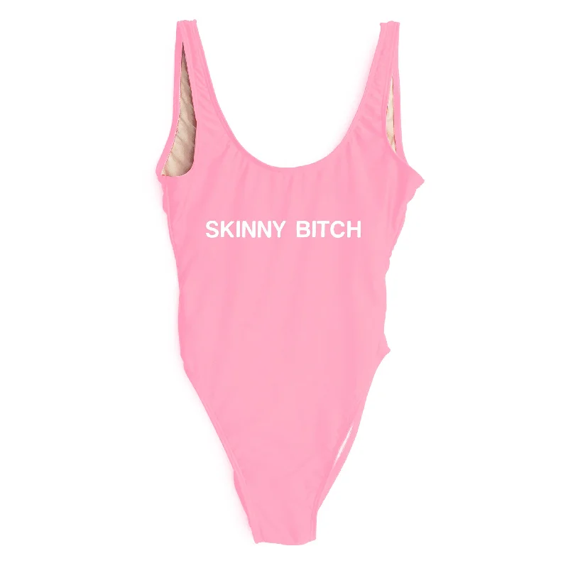 Plus Size Women's Striped One - Pieces in Navy and White for a Nautical - Inspired EnsembleSKINNY BITCH [SWIMSUIT]