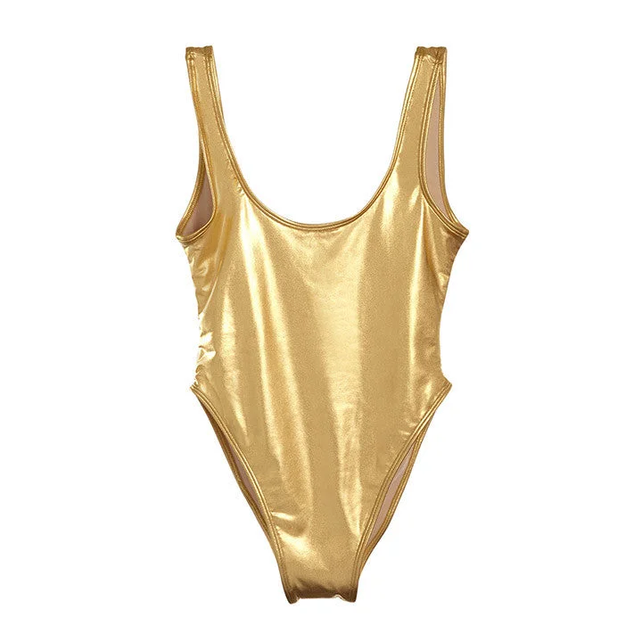 Women's Lace - Embellished One - Pieces in Cream for a Romantic and Vintage - Inspired LookMETALLIC GOLD [BLANK SWIMSUIT]
