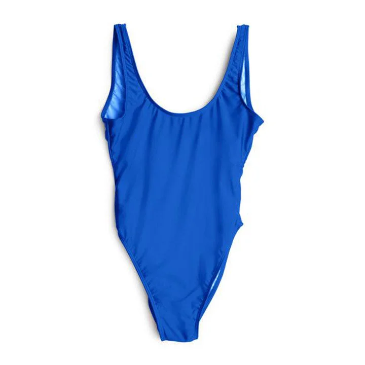 Women's Sleeveless Backless One - Pieces in Black with Cut - Out Details for a Sexy Beach LookCOBALT BLUE [BLANK SWIMSUIT]