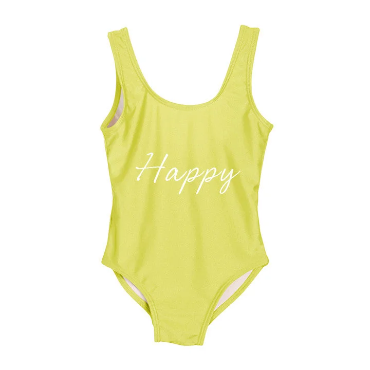 Women's Cut - Out One - Pieces in Black with Geometric Shapes for a Modern and Edgy StyleHAPPY [KIDS ONE PIECE SWIMSUIT]