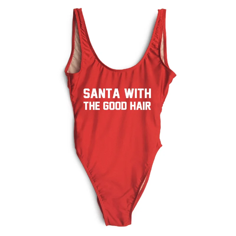 Women's Lace - Embellished One - Pieces in Cream for a Romantic and Vintage - Inspired LookSANTA WITH THE GOOD HAIR [SWIMSUIT]