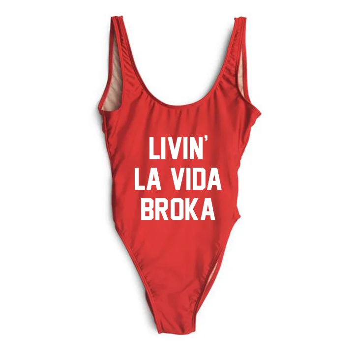 Women's Sleeveless Backless One - Pieces in Black with Cut - Out Details for a Sexy Beach LookLIVIN' LA VIDA BROKA [SWIMSUIT]