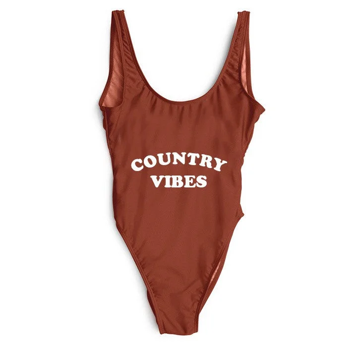 Women's Metallic One - Pieces in Silver for a Shiny and Eye - Catching Night OutfitCOUNTRY VIBES [SWIMSUIT]