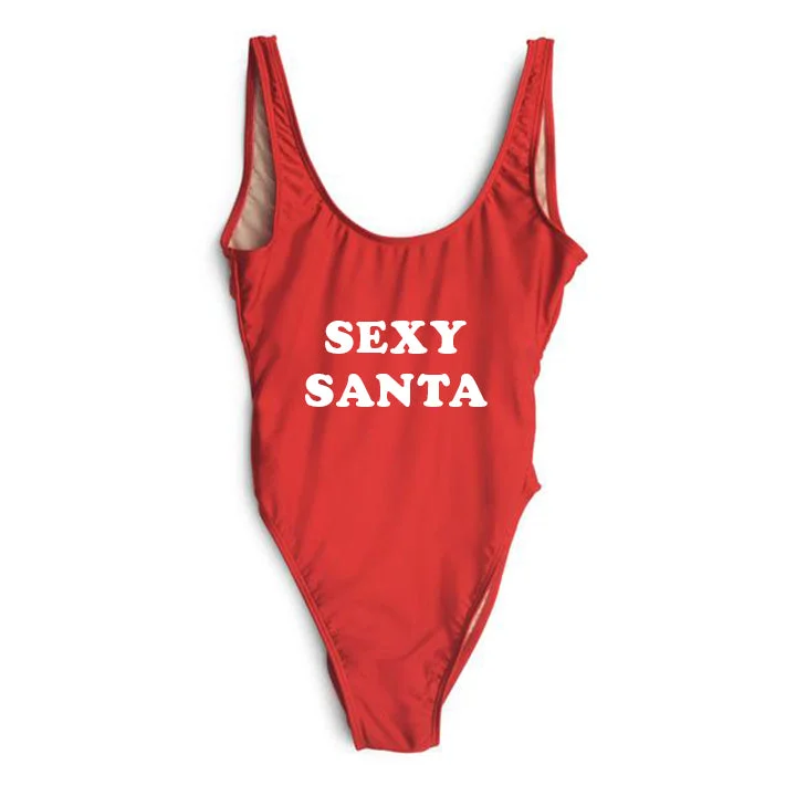 Plus Size Women's Animal Print One - Pieces in Leopard for a Bold and Trendy StatementSEXY SANTA [SWIMSUIT]