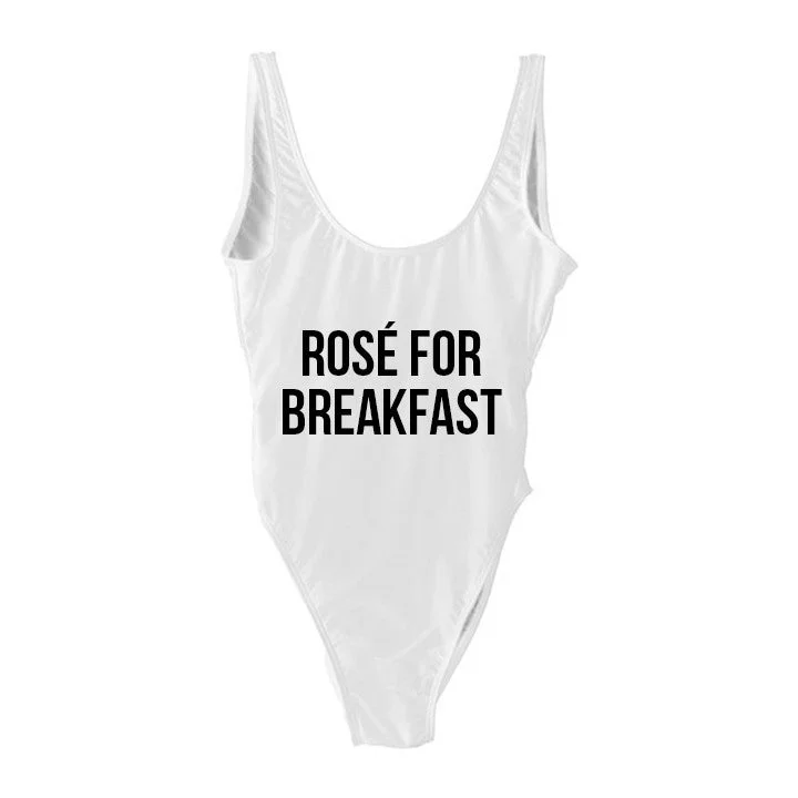 Plus Size Women's Button - Down One - Pieces in Light Blue for a Casual and Comfortable Day OutROSÉ FOR BREAKFAST [SWIMSUIT]