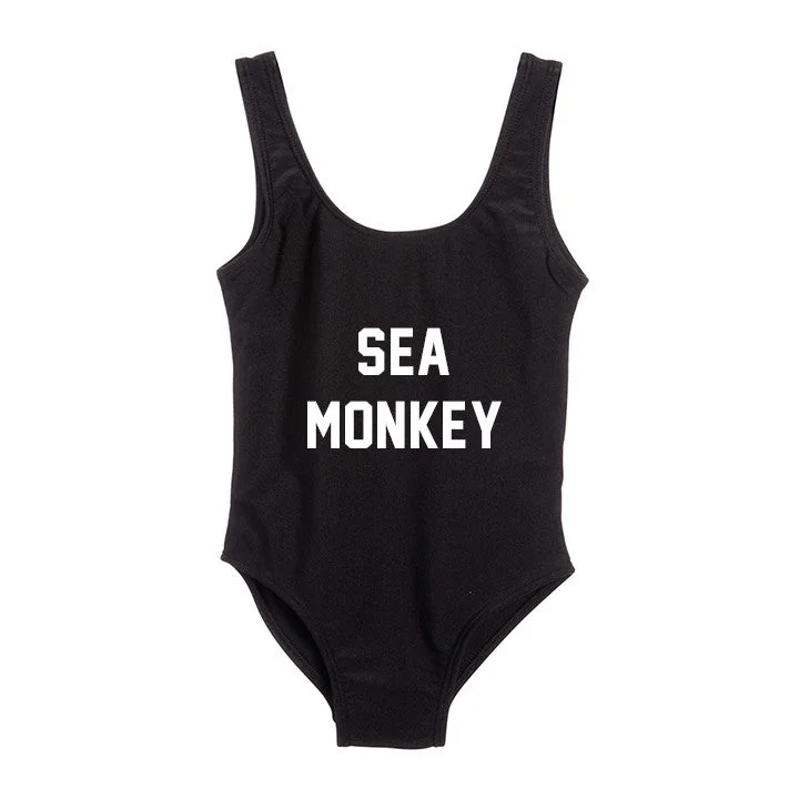 Women's Metallic One - Pieces in Silver for a Shiny and Eye - Catching Night OutfitSEA MONKEY [KIDS ONE PIECE SWIMSUIT]