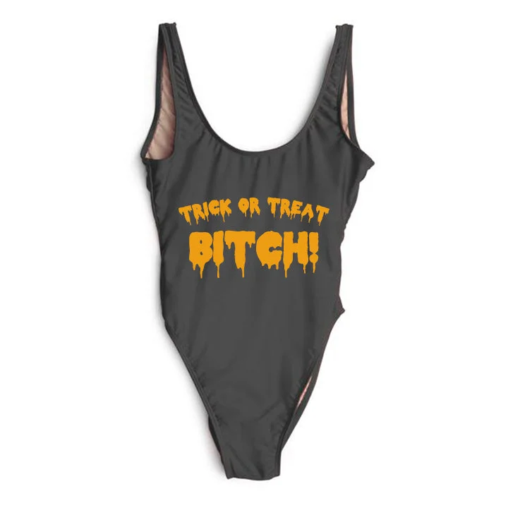 Plus Size Women's Boho - Style One - Pieces in Multicolor with Tassels for a Festival VibeTRICK OR TREAT BITCH! [SWIMSUIT]