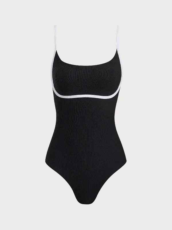 Women's Long - Length One - Pieces in Gray with Asymmetric Hem for a Contemporary and Fashionable LookBlack Contrast X Cross One-Piece Swimwear Women's Long - Length One - Pieces in Gray with Asymmetric Hem for a Contemporary and Fashionable LookBlack Contrast X Cross One-Piece Swimwear