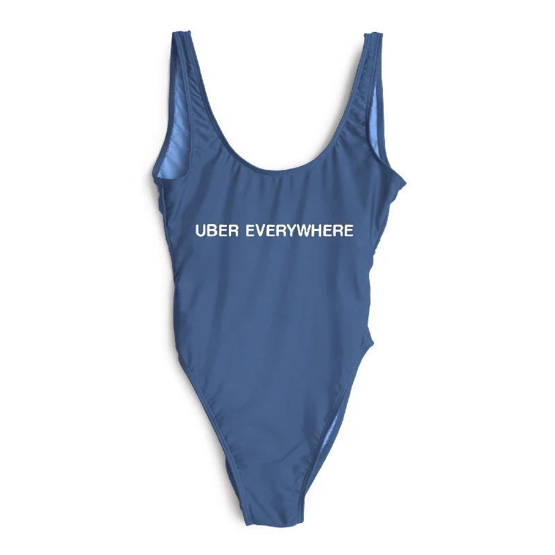 Women's Sleeveless One - Pieces in Yellow with Floral Appliques for a Cheerful and Spring - Like LookUBER EVERYWHERE [SWIMSUIT]