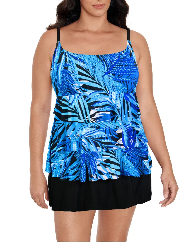 Women's Cut - Out One - Pieces in Black with Geometric Shapes for a Modern and Edgy Style2024 Longitude Jungle Boogie Ruffle Faux Skirtini W/ Pockets Long Torso One Piece Swimsuit - L240431 Women's Cut - Out One - Pieces in Black with Geometric Shapes for a Modern and Edgy Style2024 Longitude Jungle Boogie Ruffle Faux Skirtini W/ Pockets Long Torso One Piece Swimsuit - L240431