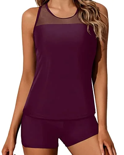Women's Seersucker - Textured Swim Tops in Light Blue for a Preppy Beach AestheticSexy Mesh Patchwork Tankini Swimsuits For Women Shorts-Maroon Women's Seersucker - Textured Swim Tops in Light Blue for a Preppy Beach AestheticSexy Mesh Patchwork Tankini Swimsuits For Women Shorts-Maroon