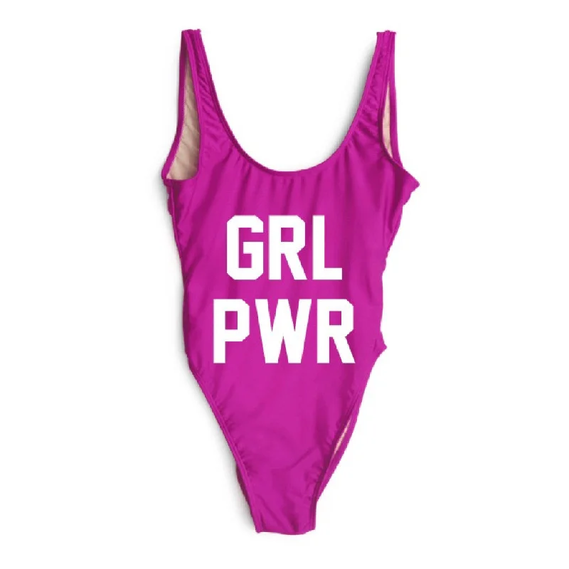 Women's Long - Length One - Pieces in Gray with Asymmetric Hem for a Contemporary and Fashionable LookGRL PWR [SWIMSUIT]