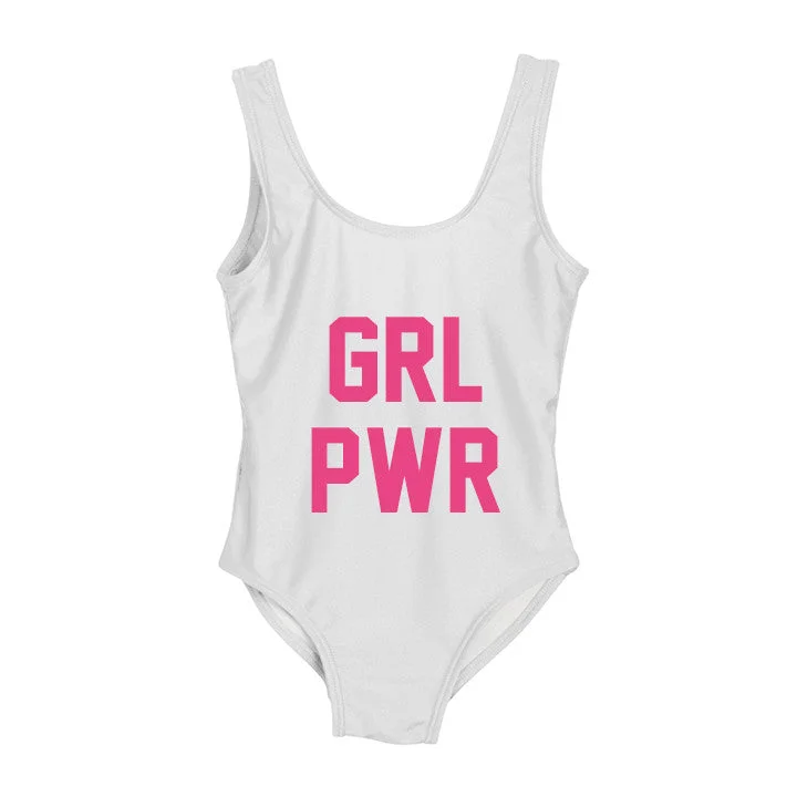Plus Size Women's Striped One - Pieces in Navy and White for a Nautical - Inspired EnsembleGRL PWR [KIDS ONE PIECE SWIMSUIT]