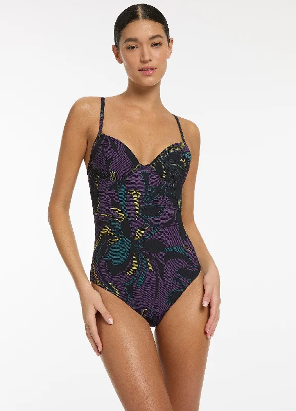 Plus Size Women's Button - Down One - Pieces in Light Blue for a Casual and Comfortable Day OutMidnight Tropical Moulded Underwire One Piece - Amethyst Plus Size Women's Button - Down One - Pieces in Light Blue for a Casual and Comfortable Day OutMidnight Tropical Moulded Underwire One Piece - Amethyst