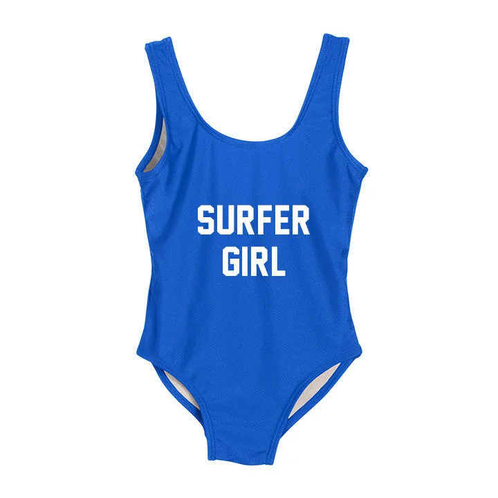 Plus Size Women's Button - Down One - Pieces in Light Blue for a Casual and Comfortable Day OutSURFER GIRL [KIDS ONE PIECE SWIMSUIT]