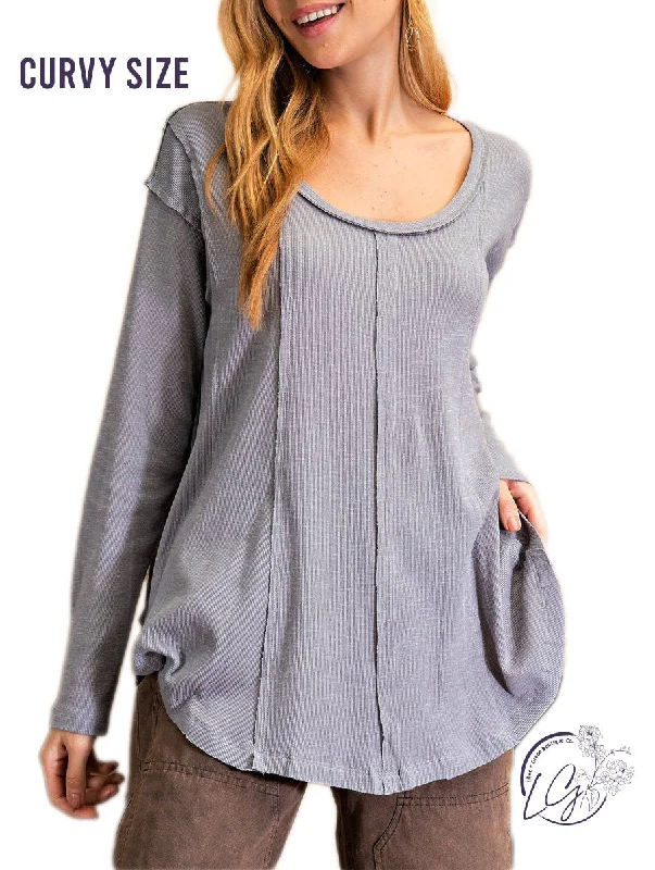 Cable - Knit Women Long Sleeve Top with a Cozy TextureCurvy Nostalgic Stitched Edge Knit Top Cable - Knit Women Long Sleeve Top with a Cozy TextureCurvy Nostalgic Stitched Edge Knit Top