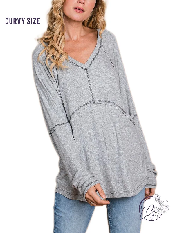 Plaid Women Long Sleeve Top for a Preppy VibeCurvy SUPER SOFT RAGLAN TOP WITH STITCH DETAILS Plaid Women Long Sleeve Top for a Preppy VibeCurvy SUPER SOFT RAGLAN TOP WITH STITCH DETAILS