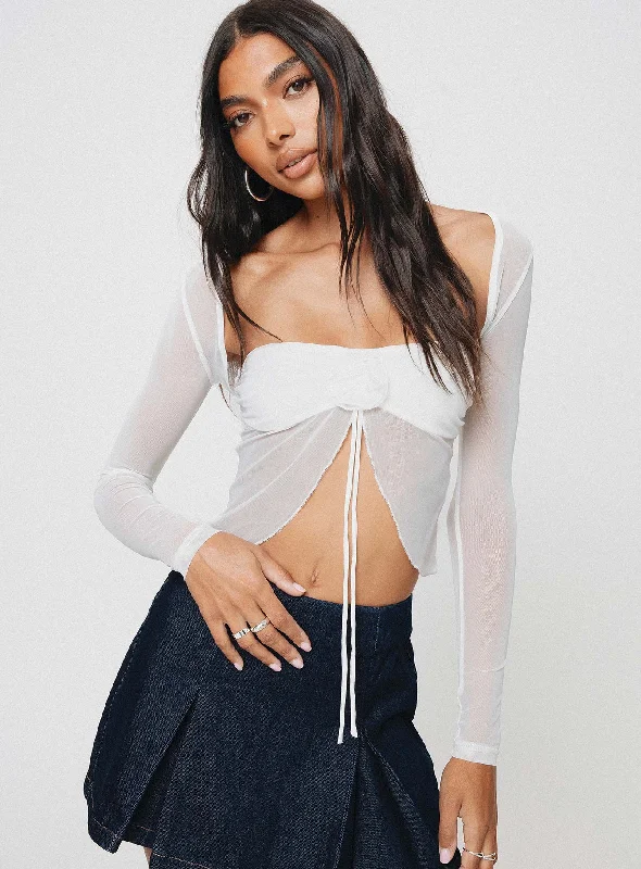 Puffer - Sleeve Women Long Sleeve Top for a Fashion - Forward LookAviles Two Piece Top White Puffer - Sleeve Women Long Sleeve Top for a Fashion - Forward LookAviles Two Piece Top White