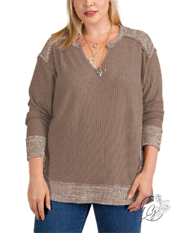 Ruffled Cuff Women Long Sleeve Top with a Feminine TouchCurvy Begin Again Thermal Long Sleeve Ruffled Cuff Women Long Sleeve Top with a Feminine TouchCurvy Begin Again Thermal Long Sleeve