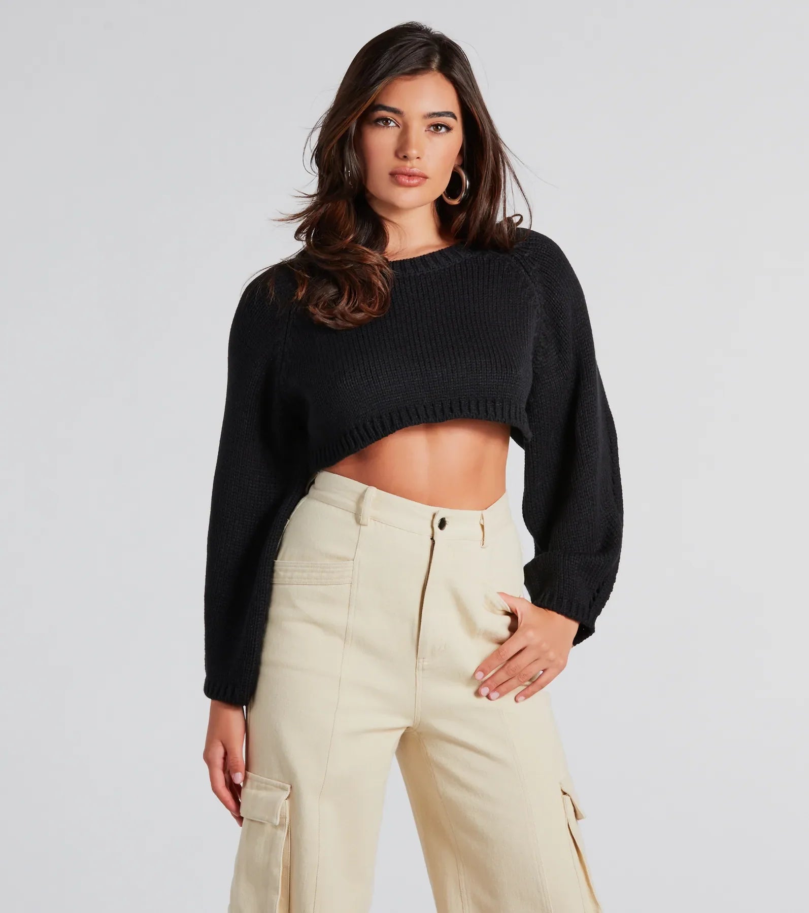 Organic Cotton Women Long Sleeve Top for Eco - Friendly ComfortElevated Cozy Open Back Cropped Sweater Organic Cotton Women Long Sleeve Top for Eco - Friendly ComfortElevated Cozy Open Back Cropped Sweater