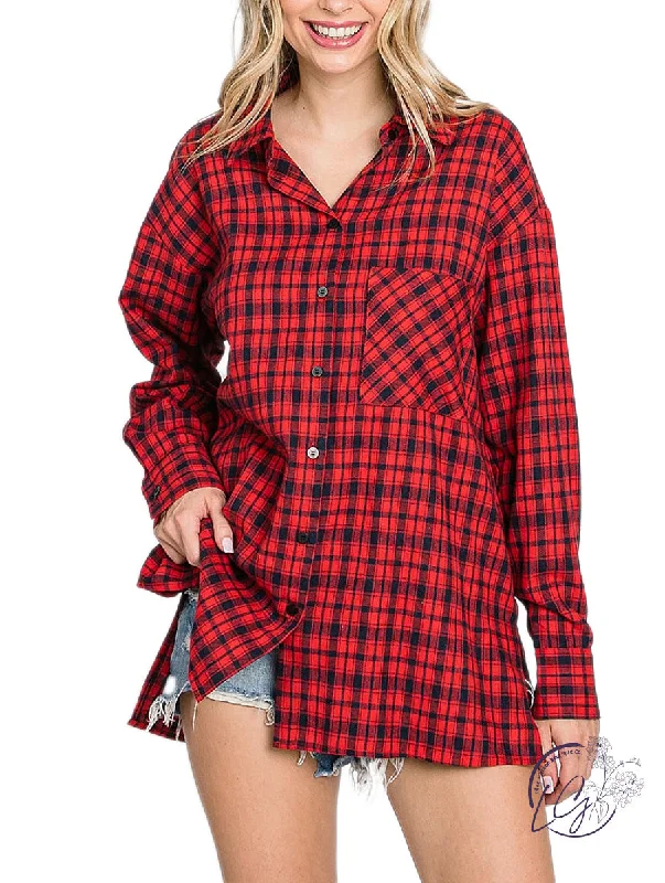 Ribbed Women Long Sleeve Top with a Textured AppealCurvy Friday Night Feeling Plaid Button Down Ribbed Women Long Sleeve Top with a Textured AppealCurvy Friday Night Feeling Plaid Button Down