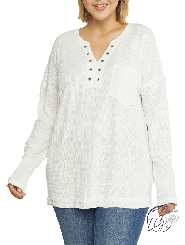 Cable - Knit Women Long Sleeve Top with a Cozy TextureCurvy Fine At Home Waffle Knit Long Sleeve Cable - Knit Women Long Sleeve Top with a Cozy TextureCurvy Fine At Home Waffle Knit Long Sleeve
