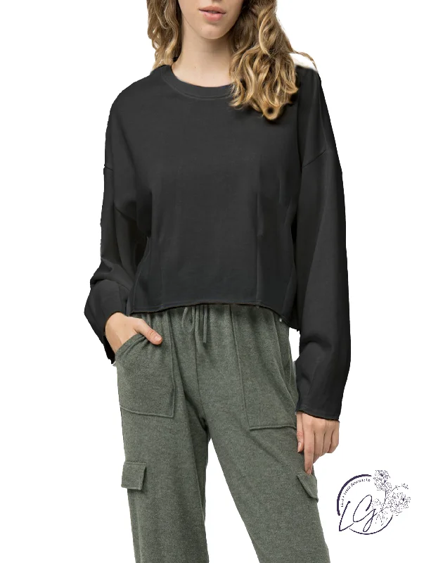 Metallic Accent Women Long Sleeve Top for a Glamorous LookSee The Good Cropped Sweatshirt Metallic Accent Women Long Sleeve Top for a Glamorous LookSee The Good Cropped Sweatshirt