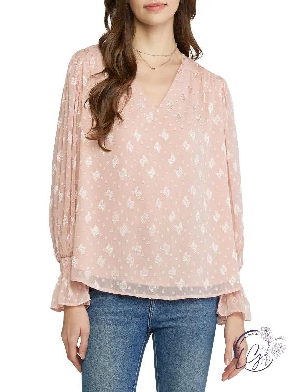 Ruffled Cuff Women Long Sleeve Top with a Feminine TouchCurvy Flying Above Chiffon Blouse Ruffled Cuff Women Long Sleeve Top with a Feminine TouchCurvy Flying Above Chiffon Blouse