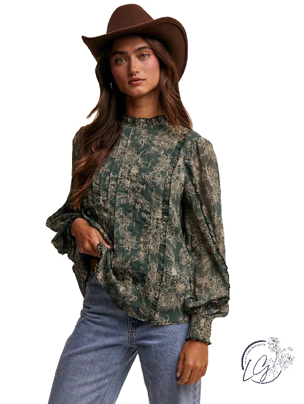 Wrap - Style Women Long Sleeve Top for a Versatile FitPetal Pleat Top