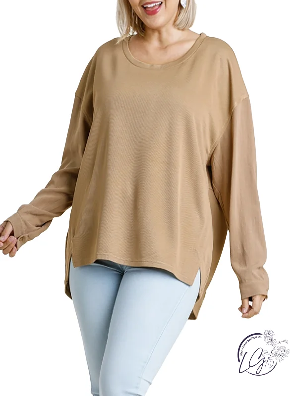 Cable - Knit Women Long Sleeve Top with a Cozy TextureCurvy Between Us Long Sleeve Top Cable - Knit Women Long Sleeve Top with a Cozy TextureCurvy Between Us Long Sleeve Top