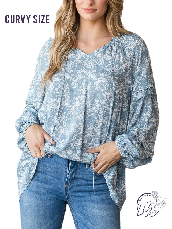 Button - Down Women Long Sleeve Top for a Classic StyleCurvy Meadow Song Floral Blouse Button - Down Women Long Sleeve Top for a Classic StyleCurvy Meadow Song Floral Blouse