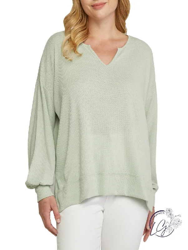 Ruffled Cuff Women Long Sleeve Top with a Feminine TouchCurvy My Favorite Time Waffle Long Sleeve Ruffled Cuff Women Long Sleeve Top with a Feminine TouchCurvy My Favorite Time Waffle Long Sleeve