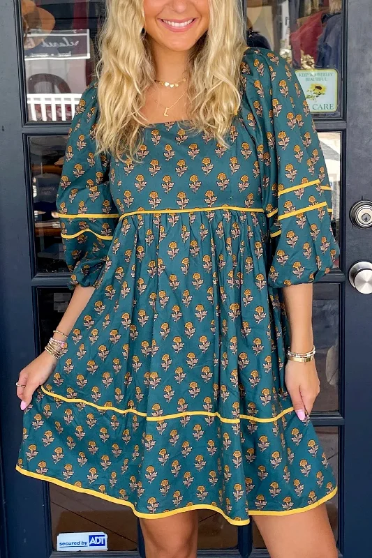 Midi dresses with empire waists for a flattering maternity option Floral Square Neck Puff Sleeve Dress Midi dresses with empire waists for a flattering maternity option Floral Square Neck Puff Sleeve Dress
