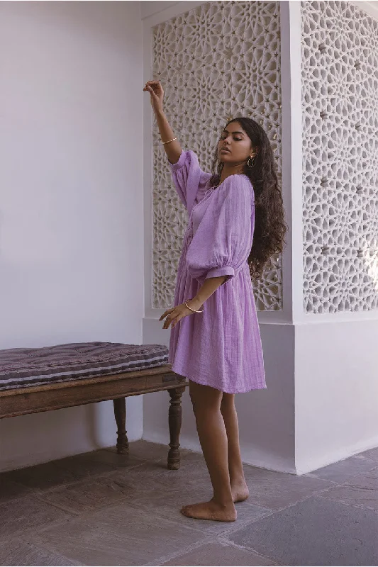 Strapless mini dresses for a beach vacation Kyra Mini Dress ~ Lilac Gauze