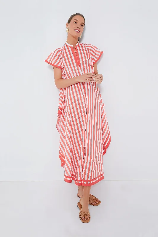 Midi dresses with button - down skirts for a unique and functional design Coral Stripes Anouk Dress Midi dresses with button - down skirts for a unique and functional design Coral Stripes Anouk Dress