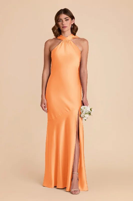 Maternity dress for a baby's first visit to the botanic garden Eileen Matte Satin Dress - Apricot Maternity dress for a baby's first visit to the botanic garden Eileen Matte Satin Dress - Apricot