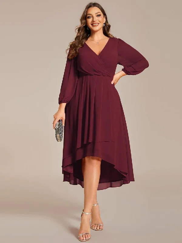 Boho - inspired wedding dresses with floral embroidery Wedding guest dresses with empire waists and tulle skirts pretty BRIAR|Plus Size Chiffon A-Line Long Sleeves Asymmetrical Hem Wedding Guest Dress Boho - inspired wedding dresses with floral embroidery Wedding guest dresses with empire waists and tulle skirts pretty BRIAR|Plus Size Chiffon A-Line Long Sleeves Asymmetrical Hem Wedding Guest Dress