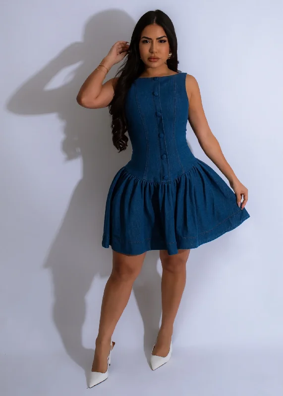 Printed mini dresses for a casual day out Prairie Edge Button-Up Mini Dres Dark Denim