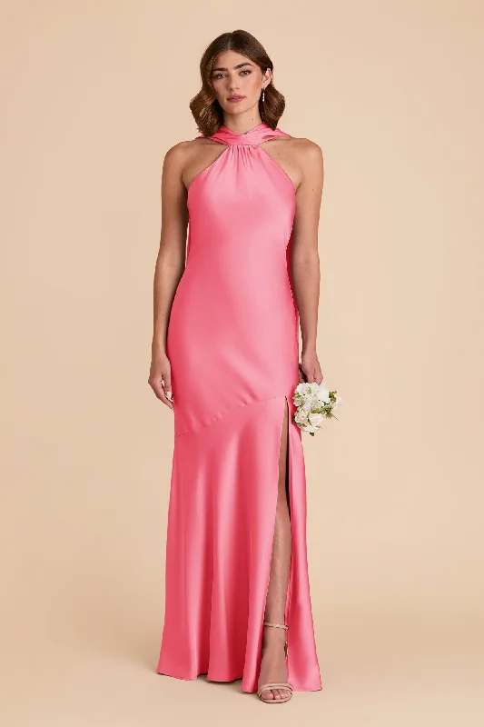 Maternity dress for a baby's first visit to the winery Eileen Matte Satin Dress - Bon Bon Pink Maternity dress for a baby's first visit to the winery Eileen Matte Satin Dress - Bon Bon Pink