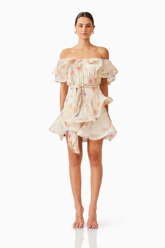 Mini dresses with keyhole necklines Livette Mini Dress in Floral