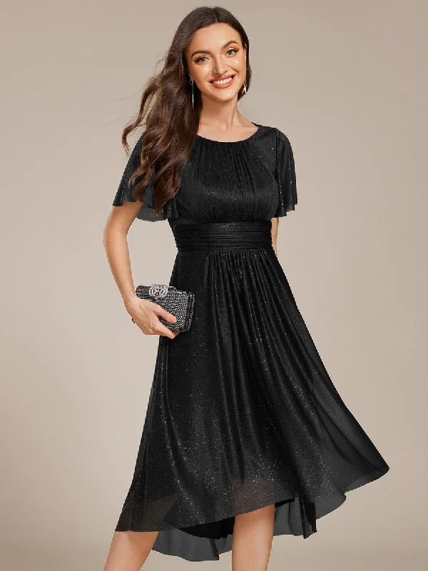 Sheath satin wedding dresses for a sleek appearance Midi wedding guest dresses in navy blue for a formal affair ever CLARYN|Glitter Short Sleeves Round Neck Midi Wedding Guest Dress Sheath satin wedding dresses for a sleek appearance Midi wedding guest dresses in navy blue for a formal affair ever CLARYN|Glitter Short Sleeves Round Neck Midi Wedding Guest Dress