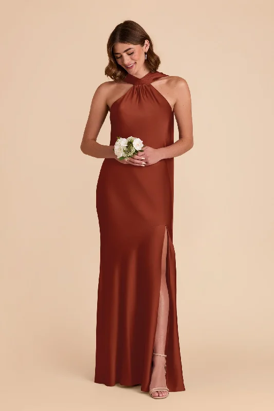 Plus size maternity dress for curvy moms - to - be Eileen Matte Satin Dress - Auburn Plus size maternity dress for curvy moms - to - be Eileen Matte Satin Dress - Auburn