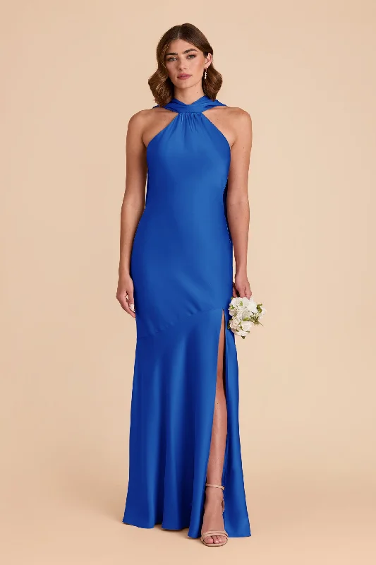 Bohemian style maternity dress for beach weddings Eileen Matte Satin Dress - Cobalt Blue Bohemian style maternity dress for beach weddings Eileen Matte Satin Dress - Cobalt Blue