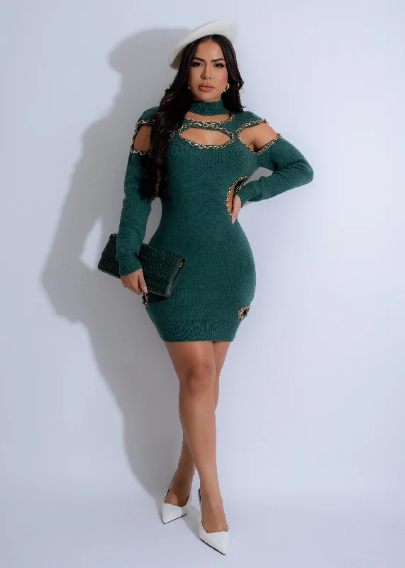 Mini dresses with embroidered details for a unique touch Linked Allure Knit Mini Dress Green Mini dresses with embroidered details for a unique touch Linked Allure Knit Mini Dress Green