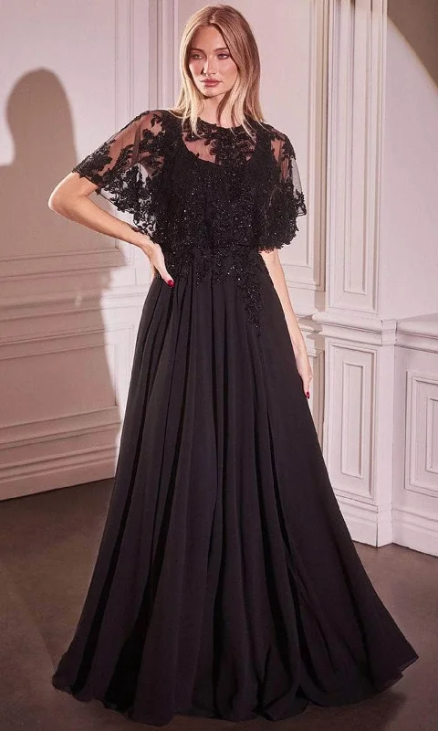 Chiffon and tulle combination wedding dresses Geometric - printed wedding guest dresses for a modern wedding Ladivine CDS503 - Applique Cape Evening Gown Chiffon and tulle combination wedding dresses Geometric - printed wedding guest dresses for a modern wedding Ladivine CDS503 - Applique Cape Evening Gown