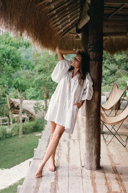 Linen mini dresses for a breathable summer option Poet Mini Dress ~ Vanilla