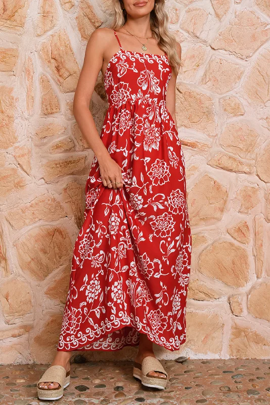 Midi dresses with printed lining for a hidden and stylish detail Floral Spaghetti Strap Maxi Dress Midi dresses with printed lining for a hidden and stylish detail Floral Spaghetti Strap Maxi Dress