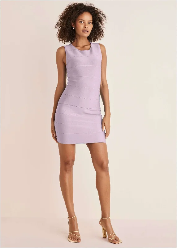 Mini dresses with ribbed textures for a unique appearance Mini Bandage Dress - Lilac Mini dresses with ribbed textures for a unique appearance Mini Bandage Dress - Lilac